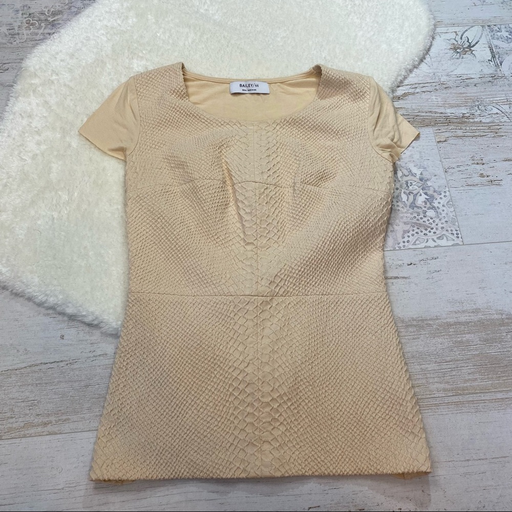 Bailey 44 Cream Color Textured Short Sleeve Blouse